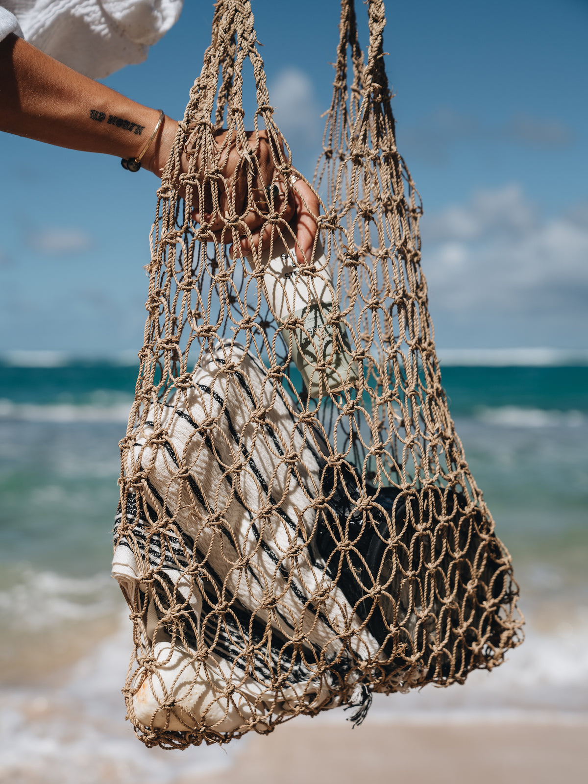 Fish Net Seagrass Beach Bag